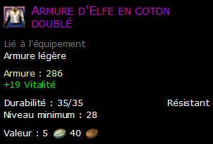 Armure d'Elfe en coton doublé