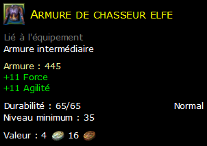 Armure de chasseur elfe