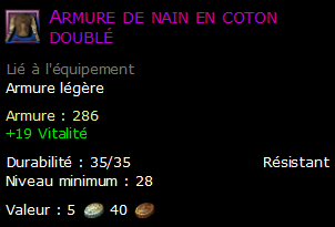 Armure de nain en coton doublé