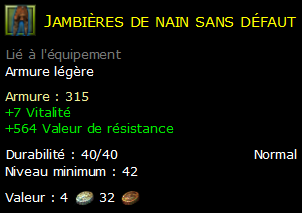 Jambières de nain sans défaut