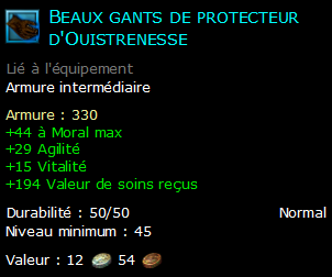 Beaux gants de protecteur d'Ouistrenesse