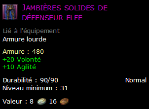 Jambières solides de défenseur elfe