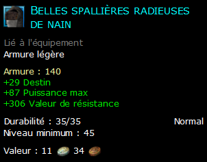 Belles spallières radieuses de nain