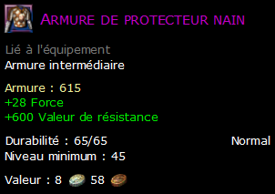 Armure de protecteur nain