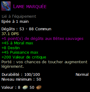 Lame marquée