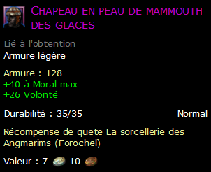 Chapeau en peau de mammouth des glaces