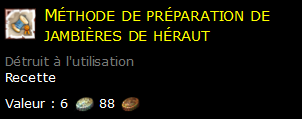 Méthode de préparation de jambières de héraut