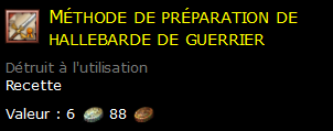 Méthode de préparation de hallebarde de guerrier