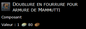 Doublure en fourrure pour armure de Mammutti