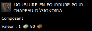 Doublure en fourrure pour chapeau d'Ajokoira