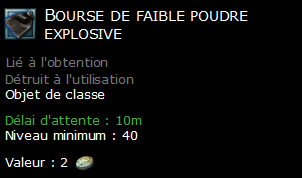 Bourse de faible poudre explosive