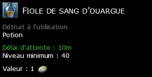 Fiole de sang d'ouargue