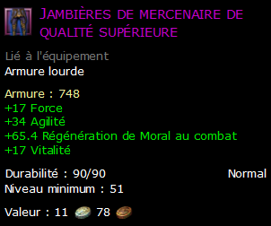 Jambières de mercenaire de qualité supérieure