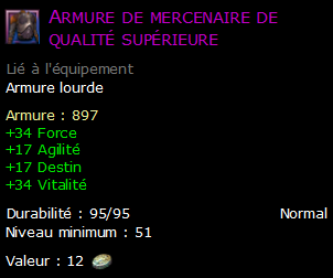 Armure de mercenaire de qualité supérieure