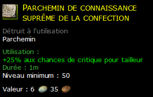 Parchemin de connaissance suprême de la confection