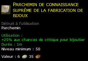 Parchemin de connaissance suprême de la fabrication de bijoux