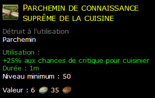 Parchemin de connaissance suprême de la cuisine