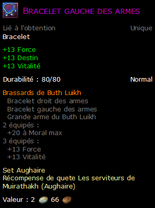 Bracelet gauche des armes