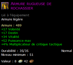 Armure rugueuse de rochassier