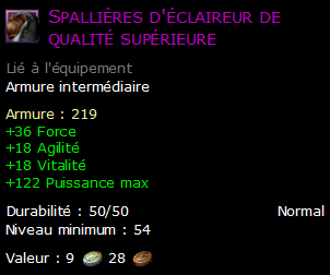 Spallières d'éclaireur de qualité supérieure