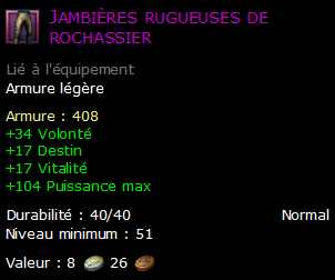 Jambières rugueuses de rochassier