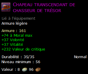 Chapeau transcendant de chasseur de trésor