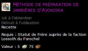 Méthode de préparation de jambières d'Ajokoira