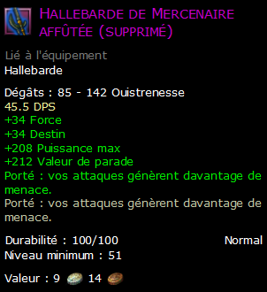 Hallebarde de Mercenaire affûtée (supprimé)