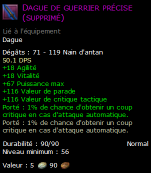 Dague de guerrier précise (supprimé)