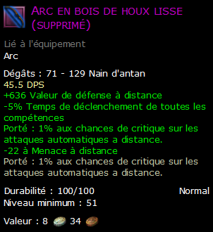 Arc en bois de houx lisse (supprimé)