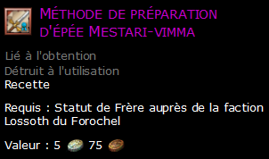 Méthode de préparation d'épée Mestari-vimma