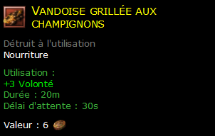 Vandoise grillée aux champignons