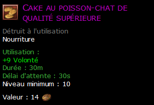 Cake au poisson-chat de qualité supérieure