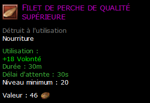 Filet de perche de qualité supérieure