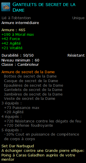 Gantelets de secret de la Dame