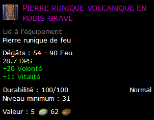 Pierre runique volcanique en rubis gravé