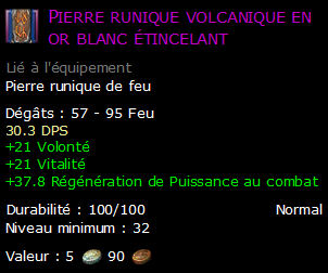 Pierre runique volcanique en or blanc étincelant