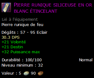 Pierre runique siliceuse en or blanc étincelant