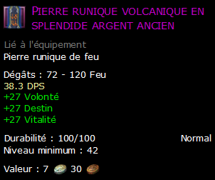 Pierre runique volcanique en splendide argent ancien