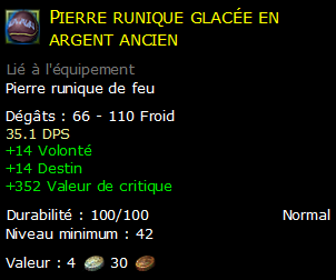 Pierre runique glacée en argent ancien