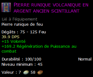 Pierre runique volcanique en argent ancien scintillant