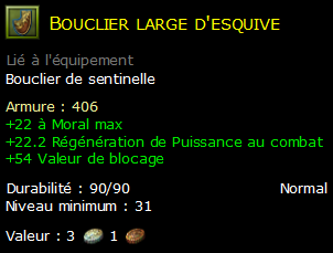 Bouclier large d'esquive