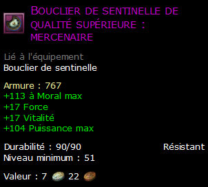 Bouclier de sentinelle de qualité supérieure : mercenaire