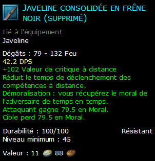 Javeline consolidée en frêne noir (supprimé)