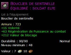 Bouclier de sentinelle équilibré : soldat elfe