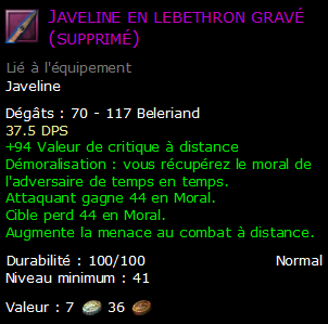 Javeline en lebethron gravé (supprimé)