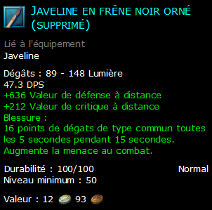 Javeline en frêne noir orné (supprimé)