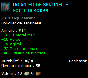 Bouclier de sentinelle : noble héroïque