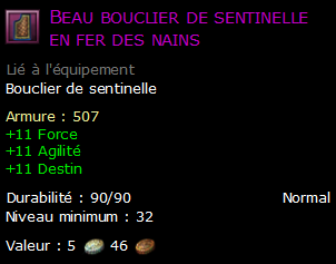 Beau bouclier de sentinelle en fer des nains