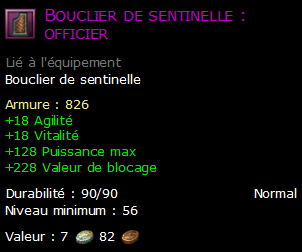 Bouclier de sentinelle : officier